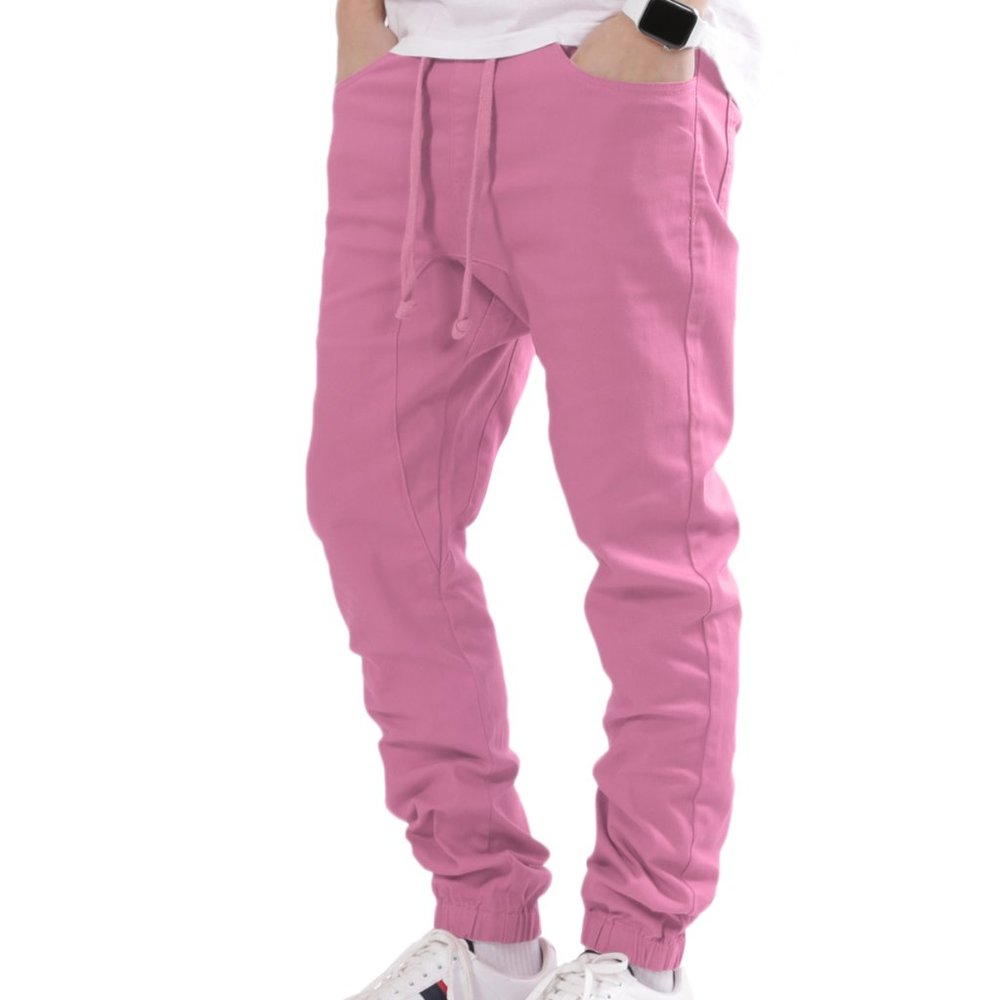 Men's Drawstring Harem Jogger Pants Pink